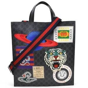 Gucci Courier Soft GG Supreme Canvas Tote Bag Black handbag shoulder